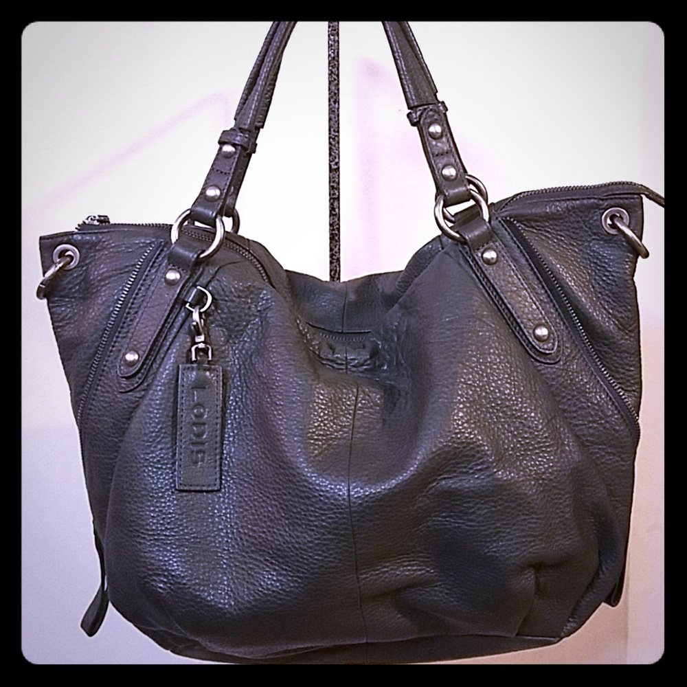 Lodis Dark Gray Leather Handbag